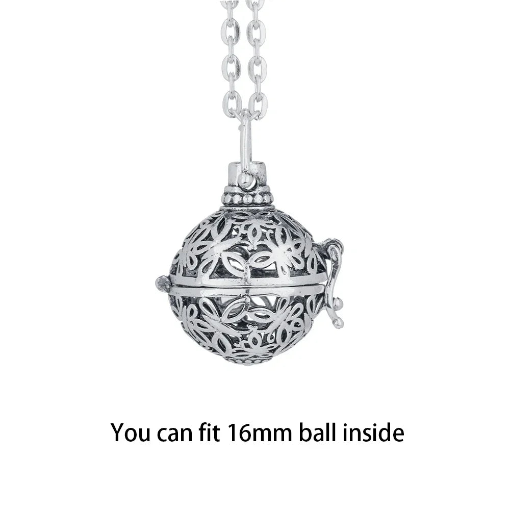 Music Chime Mexico Angel Ball Caller Locket Necklace Antique Vintage Pregnancy Essential Oil Diffuser Aromatherapy Necklace