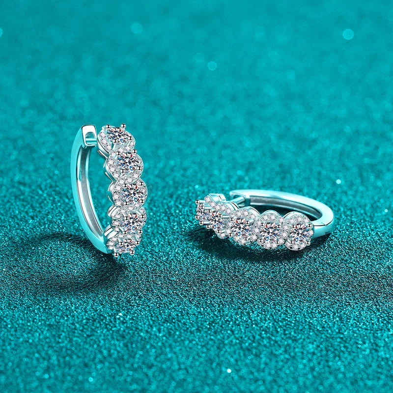 Moissanite Earrings for Women D VVS1 Round Shaped Lab Diamond 925 Sterling Silver Party Wedding Hoop Earring Fine Jewelry