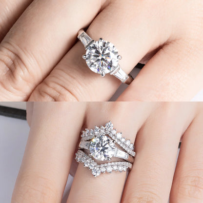3ct Moissanite Engagement  Ring  D Color 925 Sterling Silver With Certificate 3-Stone Wedding Rings For Women