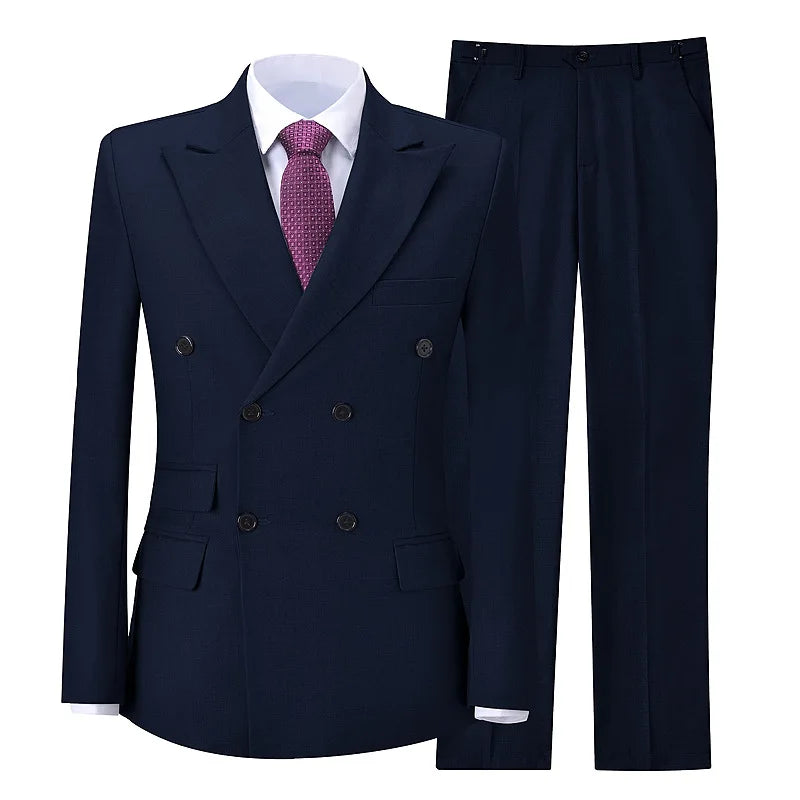2026 New Men's Suit Business Casual Men's Suit Double Breasted Korean Version Slim Suit Professional Best Man Wedding