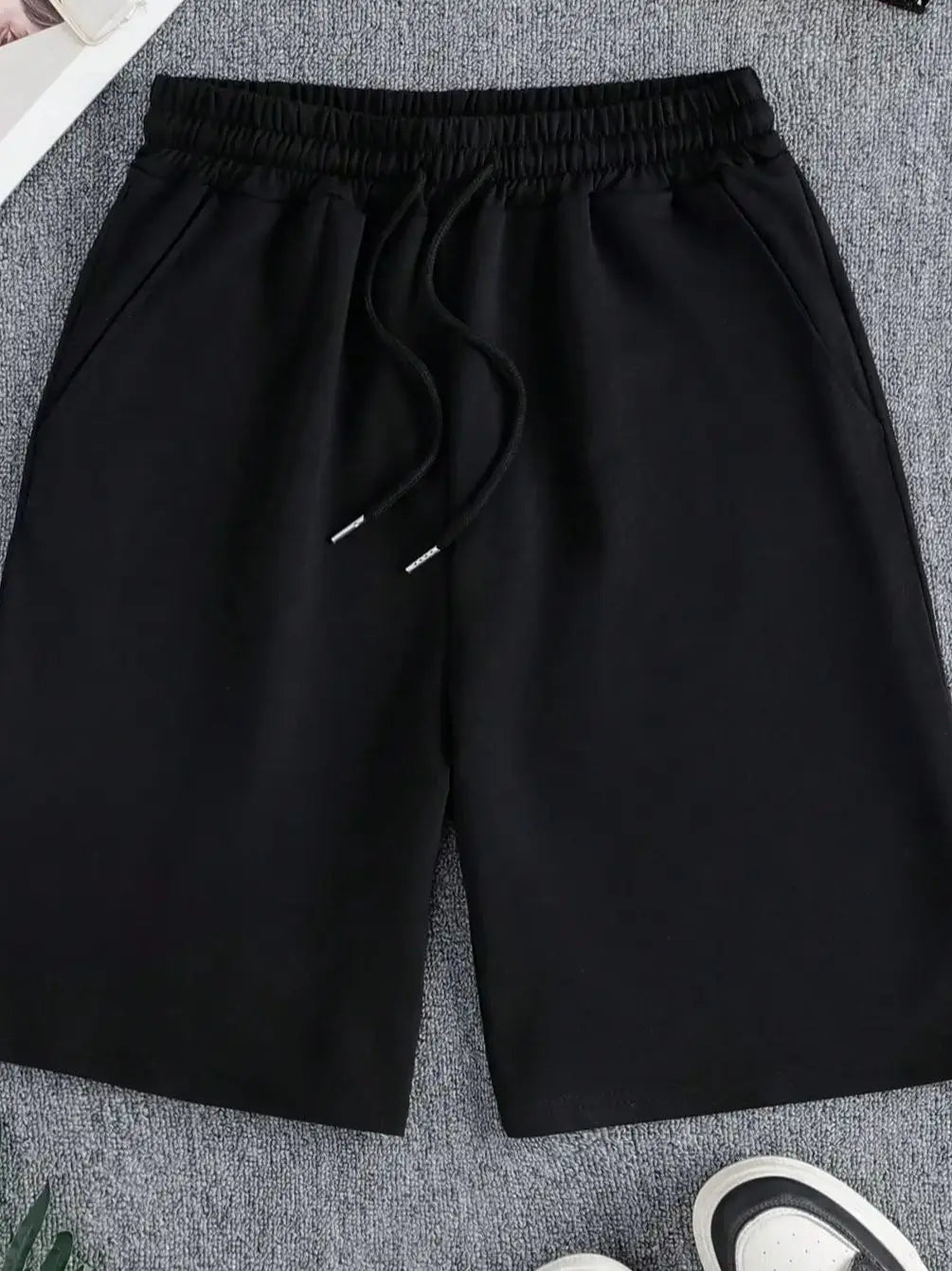 Plus size Women Shorts Summer High Elastic Lace Up Drawstring Wide Leg Sweat Fitness Running Shorts Loose Casual Sports Pants