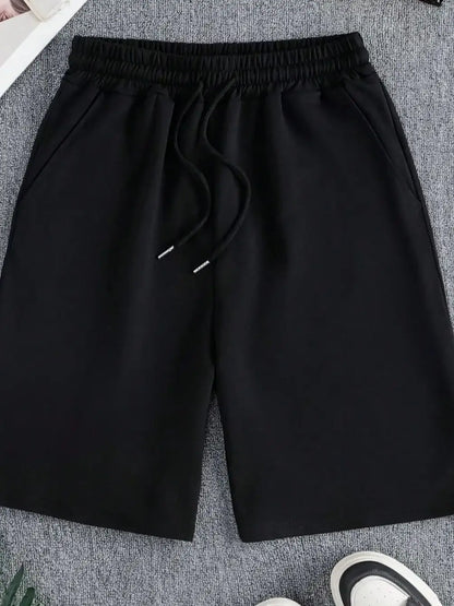 Plus size Women Shorts Summer High Elastic Lace Up Drawstring Wide Leg Sweat Fitness Running Shorts Loose Casual Sports Pants