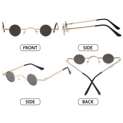 Small Round Rock Punk Sunglasses for Women Men Ultra Metal Frame Hip Hop Sun Glasses Candy Color Fashion Shades Driving Eyewear