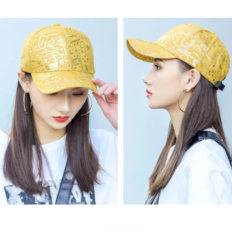 New Kpop Shiny Reflective Graffiti Letter Men Women Baseball Hats Cotton Comfortable Street Tie-dyed Fashion Sport Hip Hop Caps