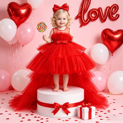 Elegant Tulle Bridesmaids Party Girls Dresses Summer Baptism Birthday Wedding Prom Princess Dress for Girl Christmas Kids Clohes