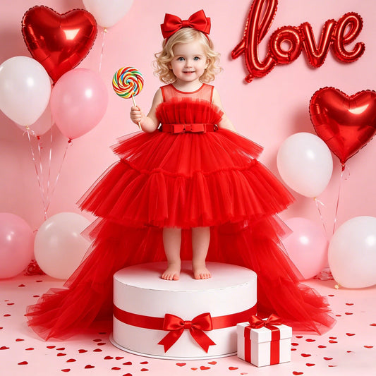 Elegant Tulle Bridesmaids Party Girls Dresses Summer Baptism Birthday Wedding Prom Princess Dress for Girl Christmas Kids Clohes