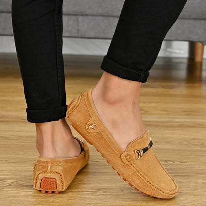 Loafers Men Casual Fashion Suede Men Shoes Lightweight Soft Genuine Leather Moccasins Slip on Driving Shoes for Men Size 48