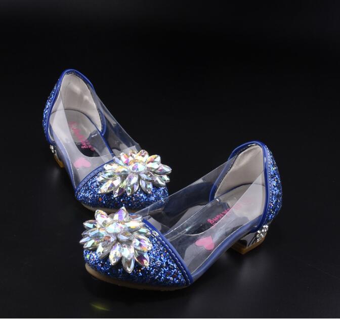 Fashion Cinderella Crystal Bright Diamond Shoes Girl Princess Single Shoes Girl Performance High Heels Shoes