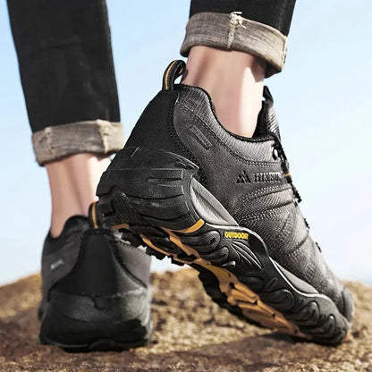Four-Season Men's Hiking Shoes Outdoor Sports Genuine Leather Wear-Resistant Climbing Shoes Rubber Sole Trekking Sneaker
