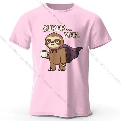 Men's Super Meh Printed T-Shirt 100% Cotton Oversized Apathetic Graphic Tees for Women Summer Tops Slacker Streetwear