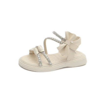 Children Princess Shoes Baby Girls Flat Bling Leather Sandals Fashion Sequin Soft Kids Dance Party Sparkly Shoes Crystal F05214