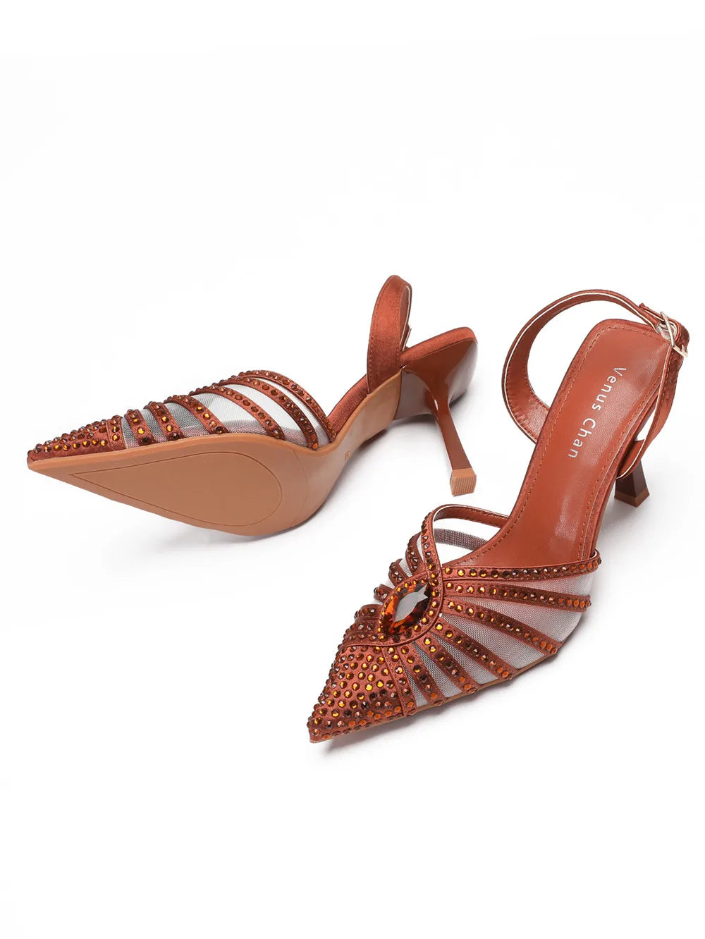 Elegant Fruit Green Women's Heels and Rhinestone Handbag Set - Italian Design for Weddings and Parties