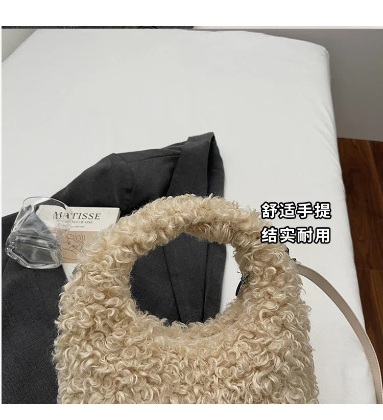 Plush Sweet Shoulder Bags for Women Cute Autumn and Winter 2025 New Versatile Fashion Large Capacity Women's Handbags