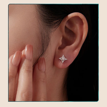 Trendy Moissanite Stud Earrings, S925 Silver Three Ways to Wear D Color Round Cut Lab Diamond Moissanite Party Earrings