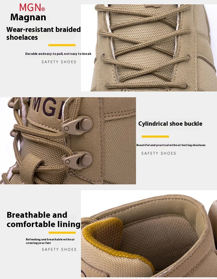 Camouflage Safety Boots Men and Women Work Indestructible Shoes Climbing Steel Toe Protective Boots Anti-puncture Safety Shoes