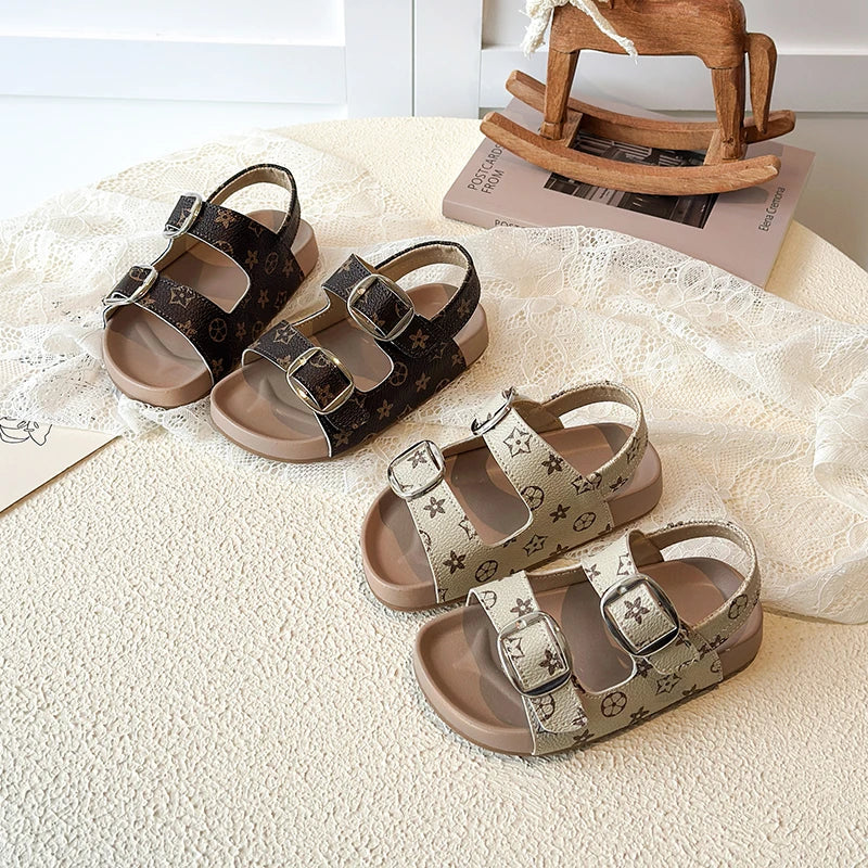 2026 Children Casual Beach Shoes for Girls Boys Summer New Fashion Star Style Soft Sole Anti-slippery Versatile Roman Sandals