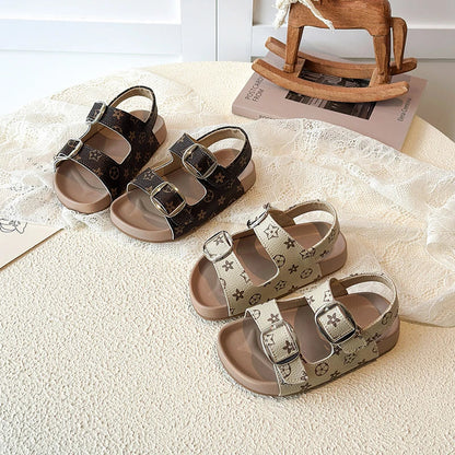 2026 Children Casual Beach Shoes for Girls Boys Summer New Fashion Star Style Soft Sole Anti-slippery Versatile Roman Sandals