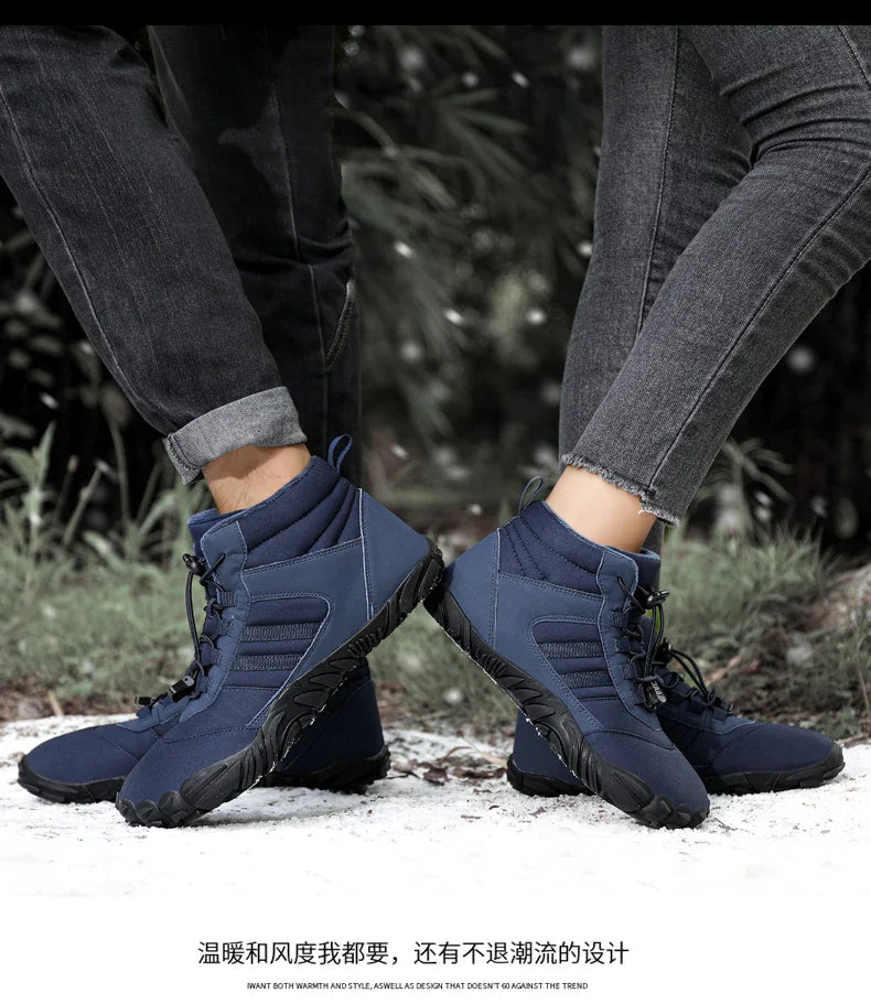 Womens Mens Waterproof Winter Barefoot Shoes Snow Boots Cotton Warm Fur Lined Unisex Walking Hiking Outdoor Shoes
