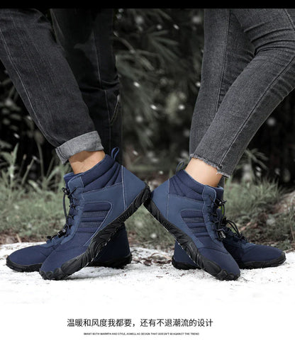 Womens Mens Waterproof Winter Barefoot Shoes Snow Boots Cotton Warm Fur Lined Unisex Walking Hiking Outdoor Shoes