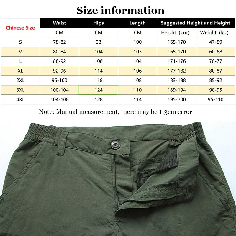 Cargo Pants Men Summer Tacitcal Casual Trousers Waterproof Quick Dry Multi Pocket Pant Male Work Outdoor Joggers Running 5XL