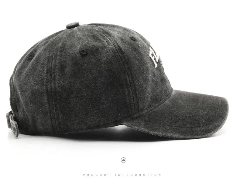 Vintage Washed Cowboy Baseball Cap for Men Women FLORIDA Embroidery Sun Cap Casual Snapback Hip Hop Hat Curved Brim Soft Top Hat