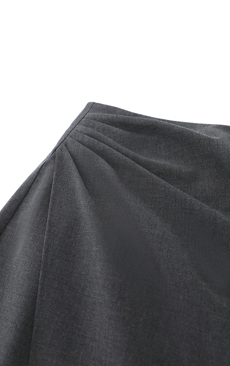 Mini Skirt 2026 Spring New Asymmetrical Pleated Short A-Line Skirt Commuter Solid Color Versatile Women's Clothing 12611004