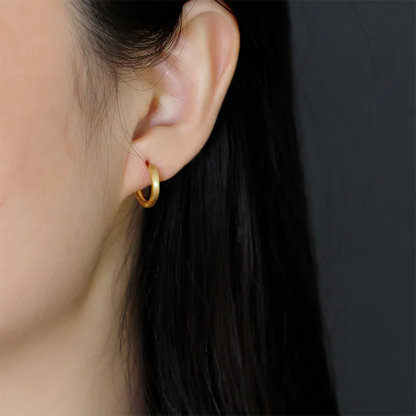 925 Sterling Silver Minimalist Matte Gothic Unisex Huggies Ear Hoop Earrings for Women Men Piercing Ear Buckle Jewelry