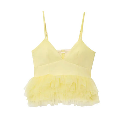 Yellow Y2k Slip Tops 2025 Women's Spring Summer Tank & Camis Tops Ladies Fashion Casual Sexy Elegant Party Backless Tops