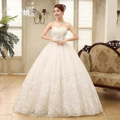 Wedding Dress Wholesale Lace up Embroidery Bride Marriage Dresses White Ball Gown Factory Christmas Carnival Plus Size
