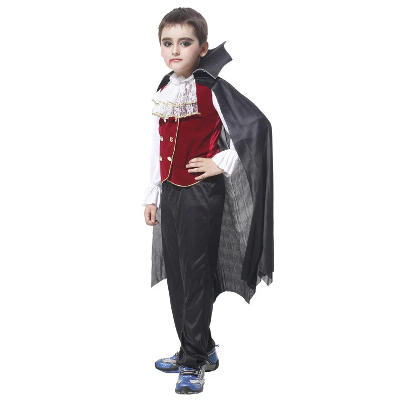 Halloween Vampire Cosplay Costume for Kids Carnival Party Dress Up Outfit Children Role Play Vampiran