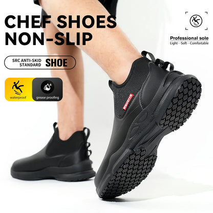 Fashion Comfort Soft Soled Waterproof Shoes Chef Shoes Four Seasons Anti Slip Oil Resistant Business Casual   Work EVA Shoes