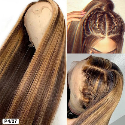 Highlight Wig 13x6 Hd Lace Frontal Wig Natural Hairline PrePlucked 30 Inch 13x4 Honey Blonde Straight Lace Front Wigs Human Hair