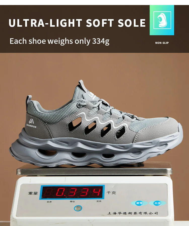 Men's Summer Breathable Safety Shoes Anti-smash Puncture-Proof Work Sneakers Fashion Footwear Comfortable Work Boots