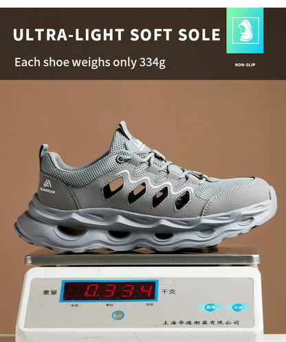 Men's Summer Breathable Safety Shoes Anti-smash Puncture-Proof Work Sneakers Fashion Footwear Comfortable Work Boots