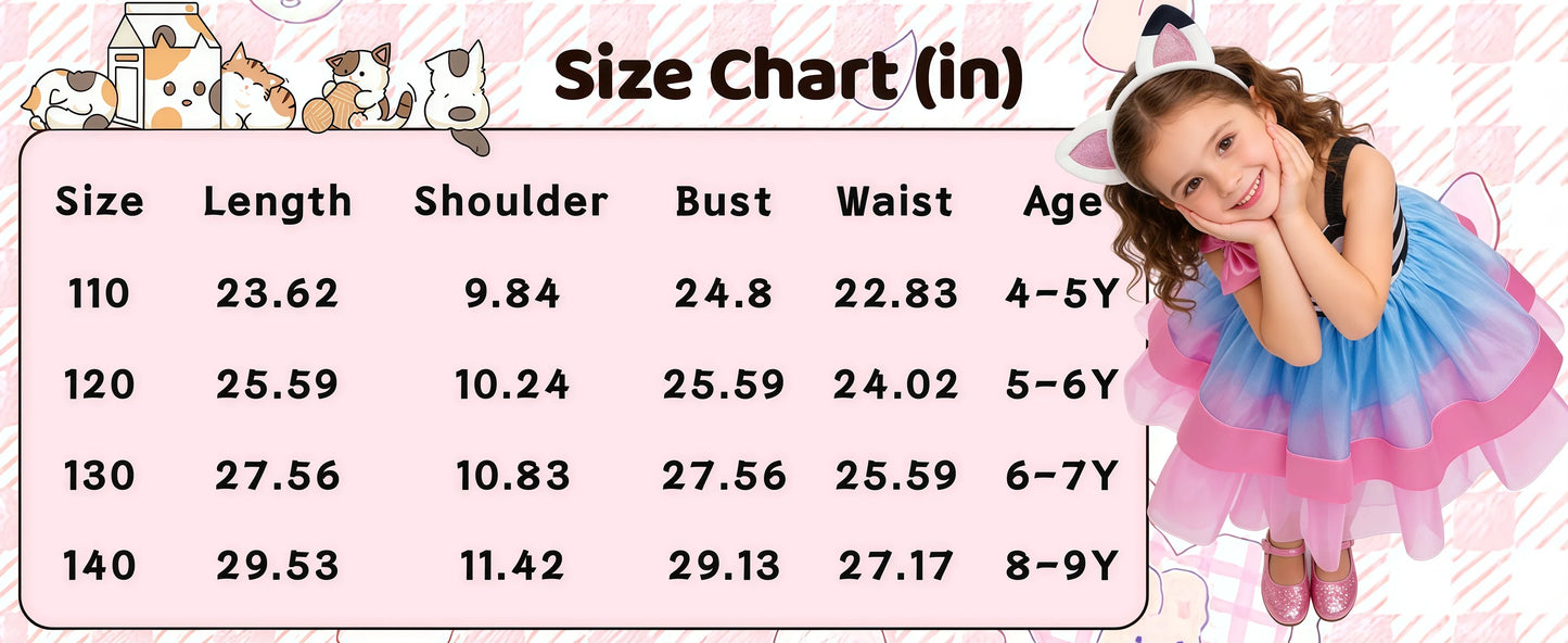 Rainbow Gabby Dollhouse Cat Costume For Girls Kids Princess Birthday Tutu Outfit For Children Birthday Party Carnival Dress Up