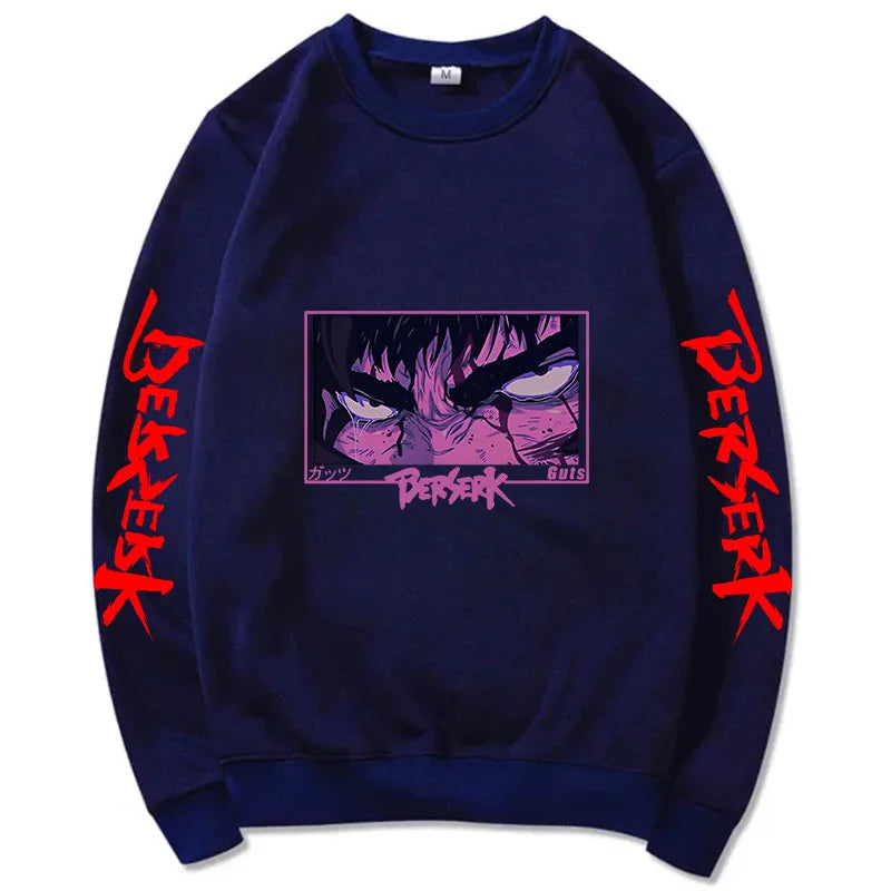Autumn and Winter Anime Men's Pullover - Harajuku Style Berserker Pattern Loose Hoodie, Fashionable Unisex Long Sleeves