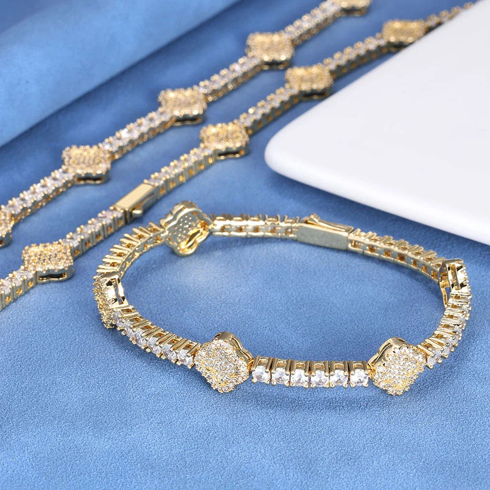 D VVS1 Moissanite Tennis Bracelet Four Leaf Clover s925 Sterling Silver Plated 18k with GRA Wedding Bracelets for Women