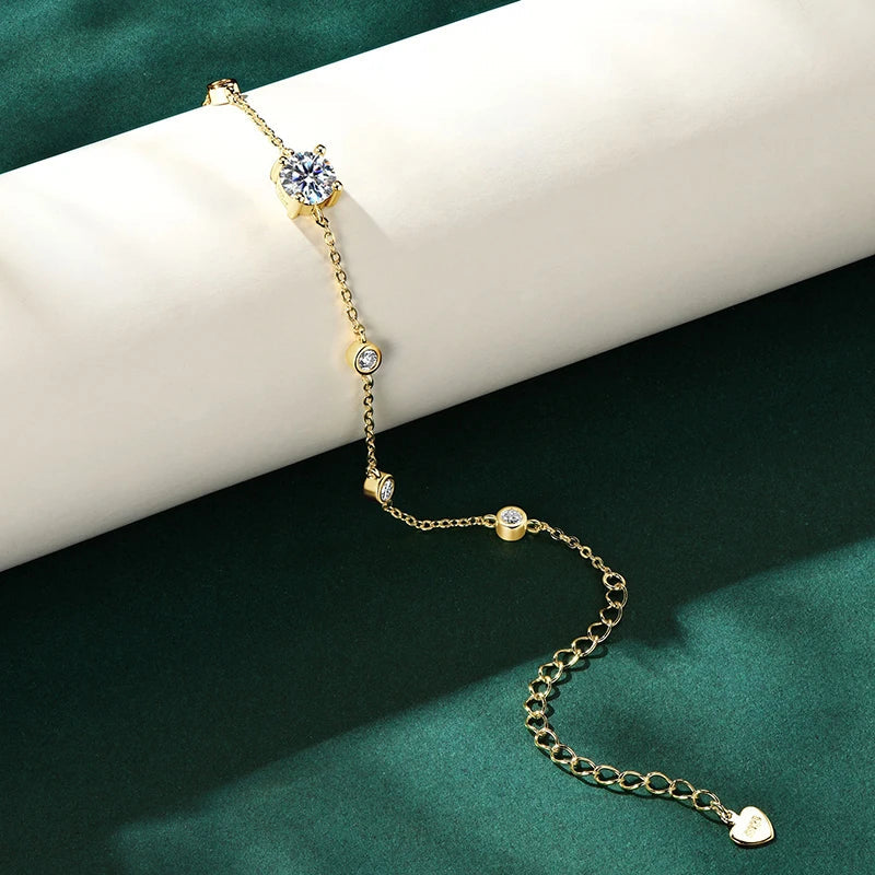 7 Stones 100% Real Moissanite Bracelets for Women D Color Four-claw S925 Sterling Silver Luxury Chain Lab Diamond Jewelry