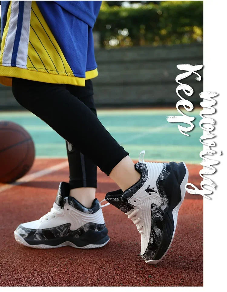 2025 Basketball Shoes for Kids Sneakers New Boys Brand Thick Sole Non-slip Children Sports Shoes Child Boy Basket Trainer Shoes