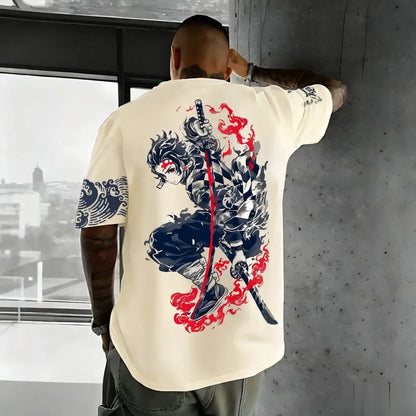 Camiseta Demon Slayer Anime Manga Curta Masculina Feminina Algodão Streetwear Casual Tops Verão Oversized Fashion Y2k Unissex