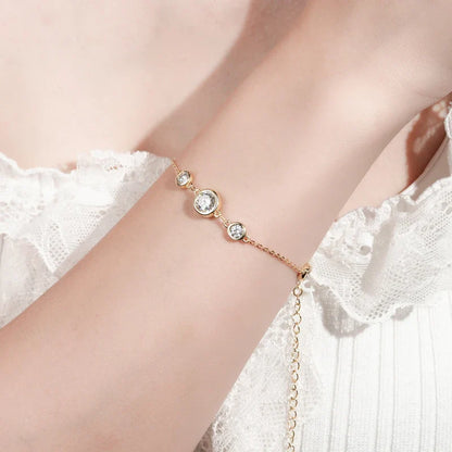 2024 New 18k Gold Plated Bracelet 925 Silver Chain 2mm D Color Bezel Moissanite Bracelets Fashion Women's Jewelry Gifts