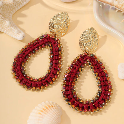 Big Water Drop Shape Drop Earrings For Women Colorful Beads Handmade Threading Crystal Long Earrings Jewelry Gift EA144