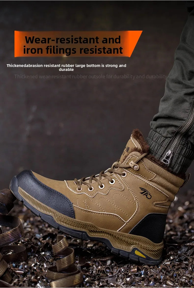 Insulated Anti Smashing  Anti Stabbing Welding Shoes for Safety Work Electricians Use Plush and Thickened Labor Protection Shoes