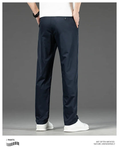 Thin Men Bamboo Summer Pants Casual High Quality Business Classic Fashion Stretch Slim Formal Straight Trousers Black Gray Khaki