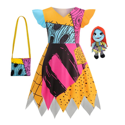 2026 Meninas Horro Antes do Natal Sally Vestido de Cosplay de Halloween Festa Fantasia Infantil Meninos Jack Roupas Góticas