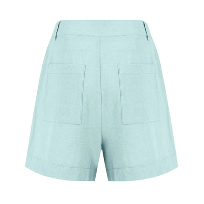 Cotton Linen Solid Shorts For Women Button High Waist Summer Loose Casual Pockets Shorts Female Pants Women Clothing
