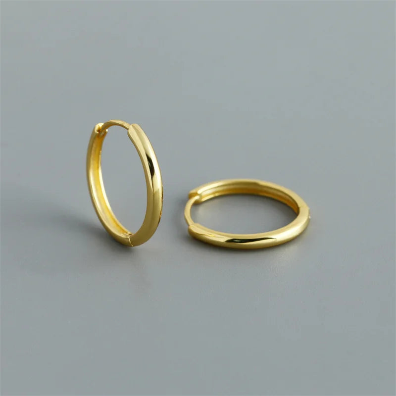 Real 925 Sterling Silver Minimalist Bohemian Round Ear Buckle for Women Punk Unisex Rock Hoop Earring Jewelry Accessories