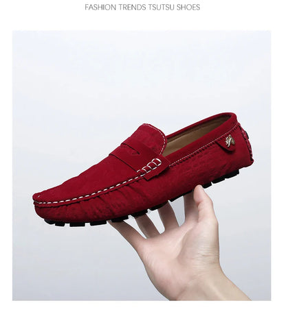 2025 Novos Sapatos Gorro Feitos à Mão Masculinos de Luxo Leve Estampa Crocodilo Tendência Mais Fácil de Combinar Slip-On Loafers Preguiçosos Sapatos da Moda para Dirigir Masculinos e Femininos