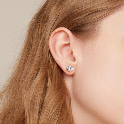 CZ Stud Earrings 925 Sterling Silver Platinum Plated Round Cubic Zirconia Hypoallergenic Barbell Earrings 4-7mm