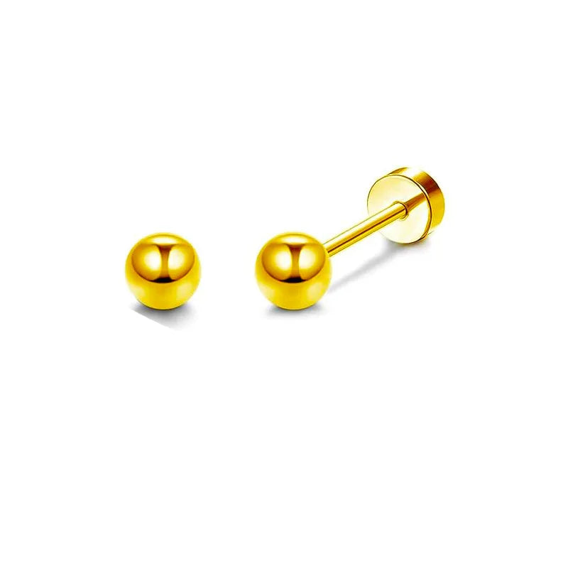2PCS/Set Stainless Steel Gold Flower Cross Stud Earrings for Women Cute Mini Pearl Earrings Tragus Cartilage Piercing Jewelry